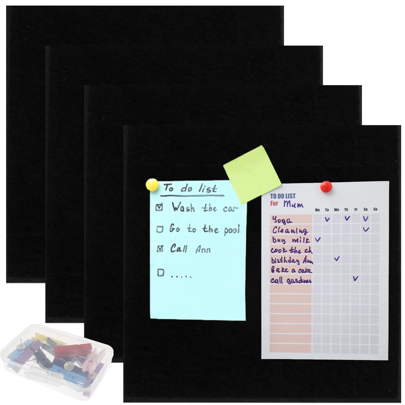 

4Pcs Felt Cork Board Tiles Adhesive Felt Wall Tiles No Drill Felt Pin Board Square Bulletin Board Wall Tiles Splicable Felt