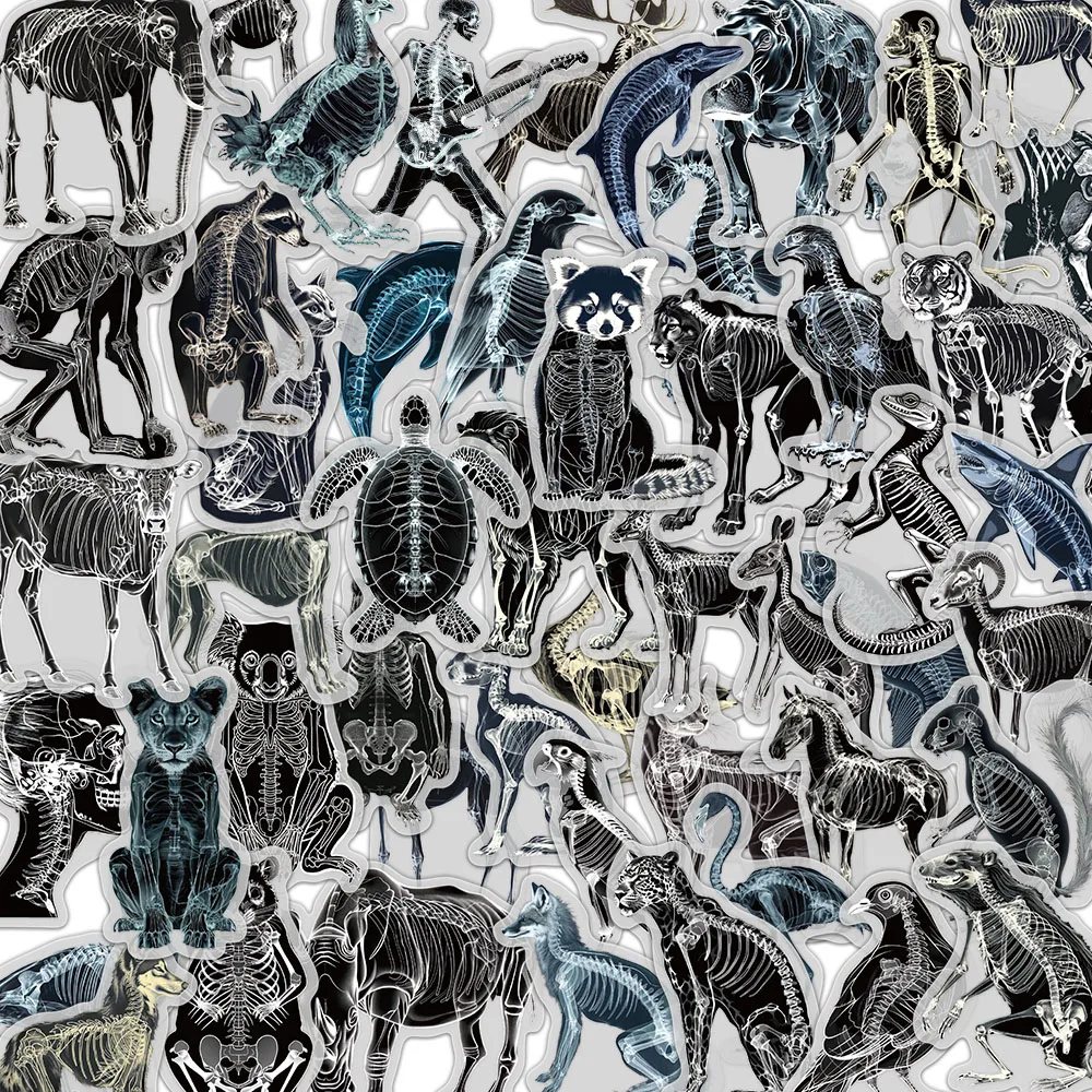 50PCS Animal Skeleton Stickers X-ray Skeleton Handbooks Phone Cases Laptop Suitcases Water Cups Waterproof Stickers