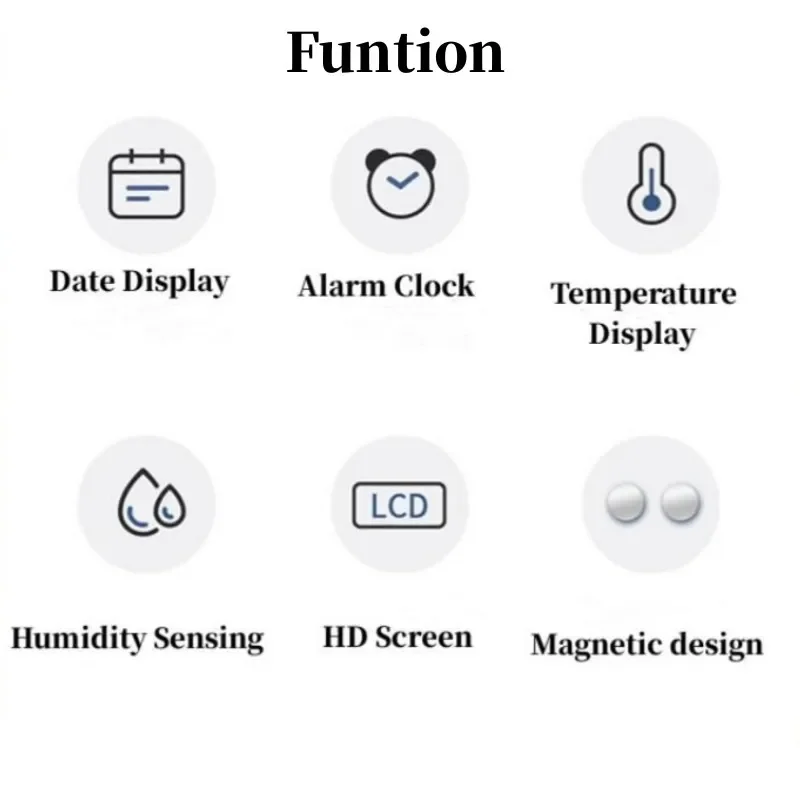 Mini réveil numérique température humidité bip horaire magnétique succion horloge de Table 12/24H alimenté par batterie LCD horloge murale