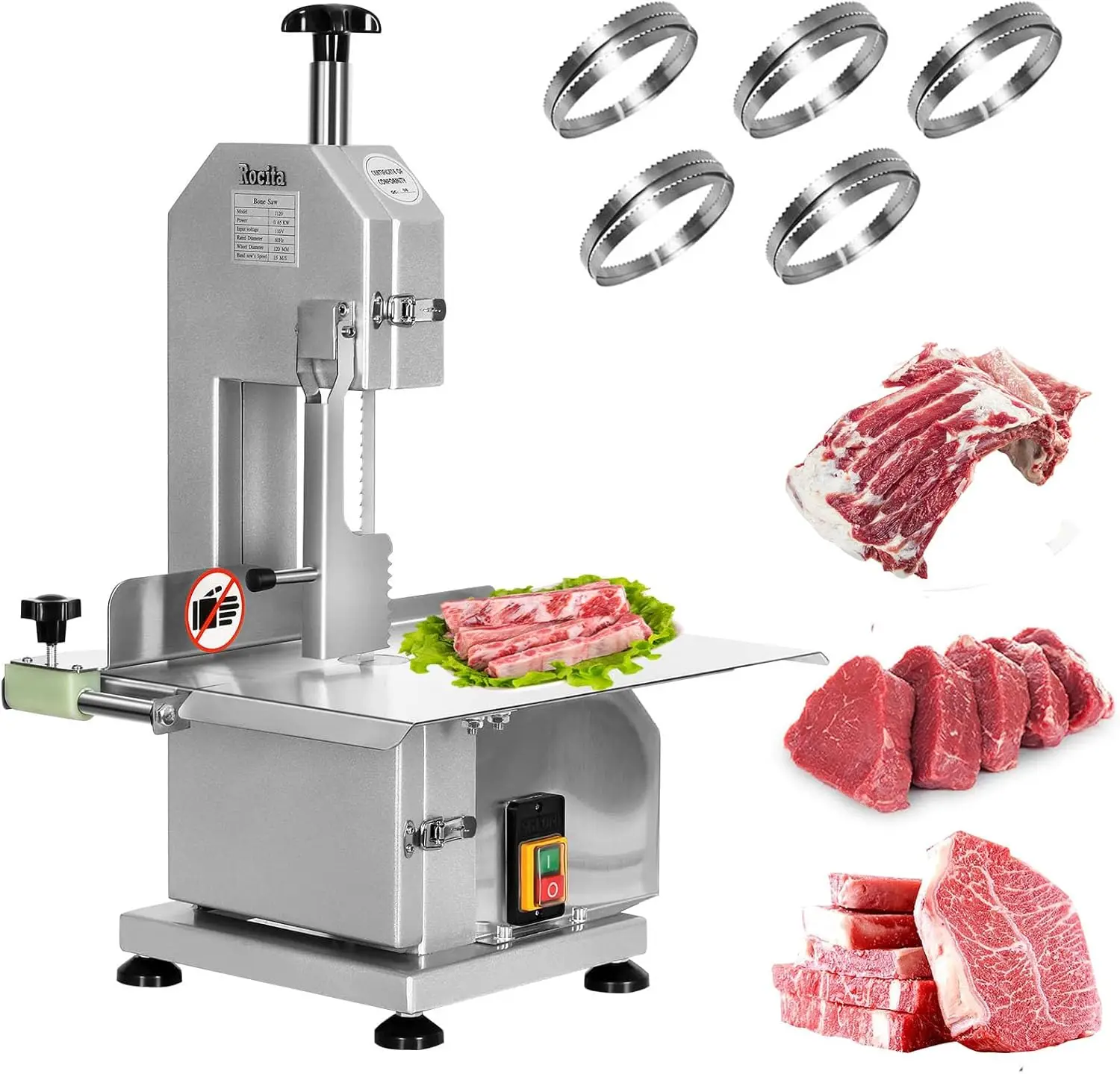 Meat Cutter Machine Electric, 750W Stainless Steel Countertop Bone Sawing Machine, Workbeach 20