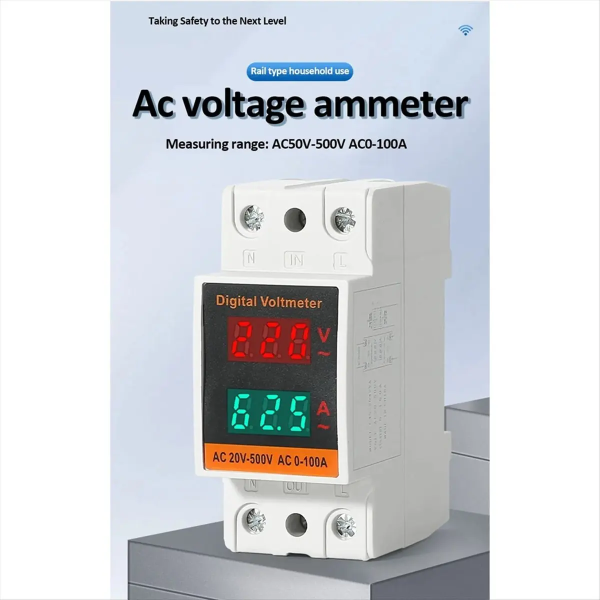 L77A Dual Display Combination Rail Type Single Phase Digital Meter Digital Din Rail Power Meter AC Voltmeter Ammeter