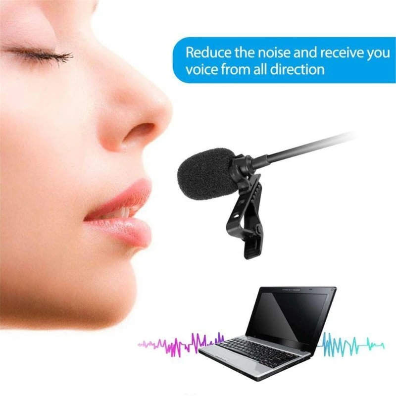 High Sensitivity USB Lavalier Mic Condenser Microphone Enjoy 360 Degree Clear Sound Pickup for Online Chatting Meeting