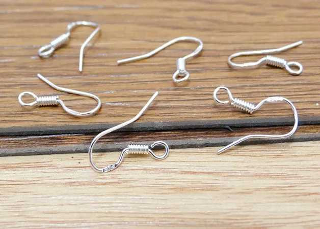 50pcs (25 Pair) 16mm 925 Sterling Silver Plated Findings Earring Hooks Clasp Accessories For Jewelry Making Wholesale Jewelrys