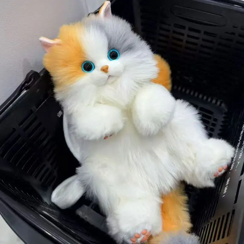 Simulated Kitten Plush Doll Backpack Cute Fluffy Stuffed Cat Soft Plush Toy Sleeping Companion Birthday Gift For Female Friends