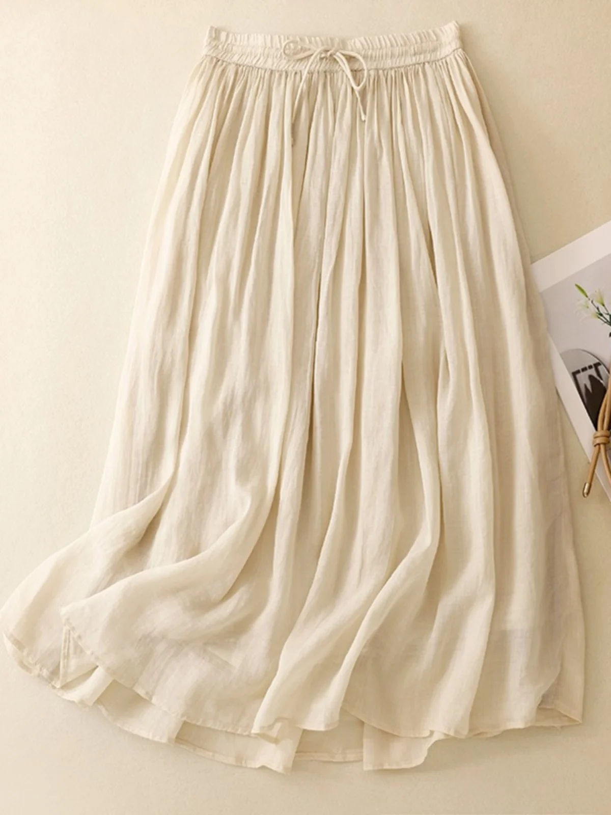 الرجعية متوهج ألف خط تنورة المرأة الصيف نظام الغابات شخصية عالية الخصر ثنى طبقة مزدوجة القطن لين f تنورة الجسم