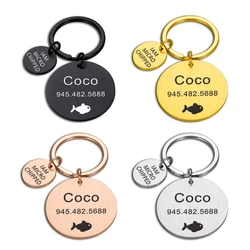 Custom Dog ID Tag Keychain Personalized Carved Pet Name Number Keychain Nameplate Anti-loss Pendant Jewelry Accessories