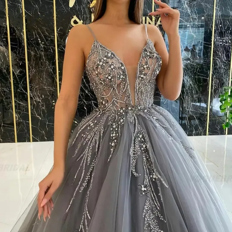 Customized Customized Elegant Appliques Evening Dresses For Women Luxury Spaghetti Straps Prom Gown Formal Party Robe Slim Waist