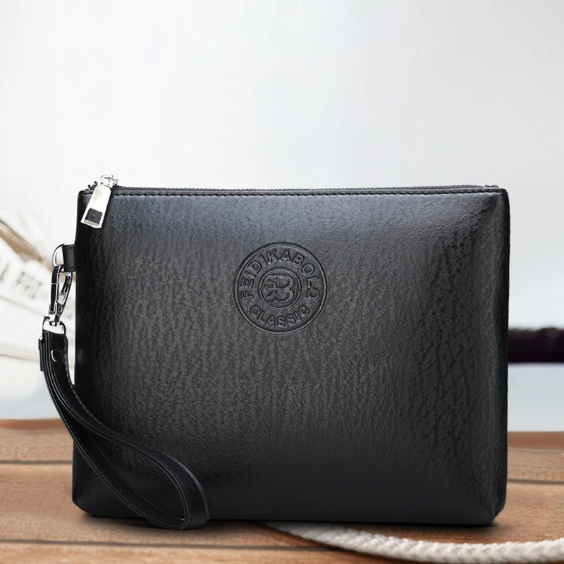 Bolso de mano para hombre, cartera grande de cuero PU suave, elegante, de ocio, elegante, nuevo estilo de negocios