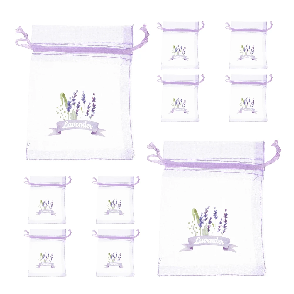 

10 Light Purple Sachet Bags Empty Lavender Mesh Drawstring Storage Gauze Dryer Jewelry Present Packaging Gifts
