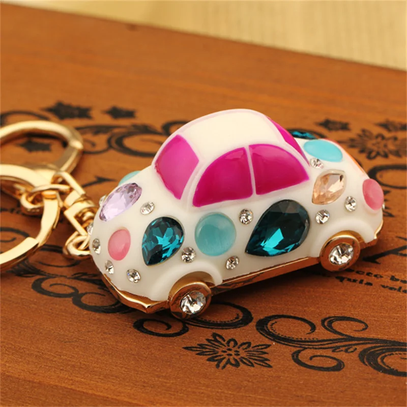 Hot Sale Crystal Car Key Chain New Metal Varied Key Holder Fashion Bag Charm Accessories Rhinestones Lovely Keychain