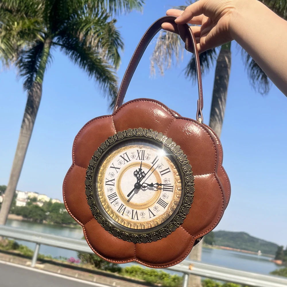 Designer Purses and Handbags Shoulder Bags funny clock-shaped bag funny Women's round bag Woman's bag High quality