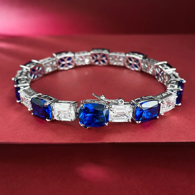 2024 best-selling S925 sterling silver royal blue bracelet for women with 8 * 10 personality and fashionable temperament