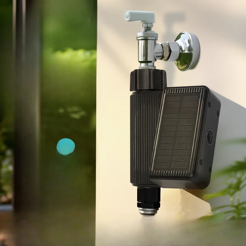 Irrigation water valve, remote timing control of solar powered water flowmeter