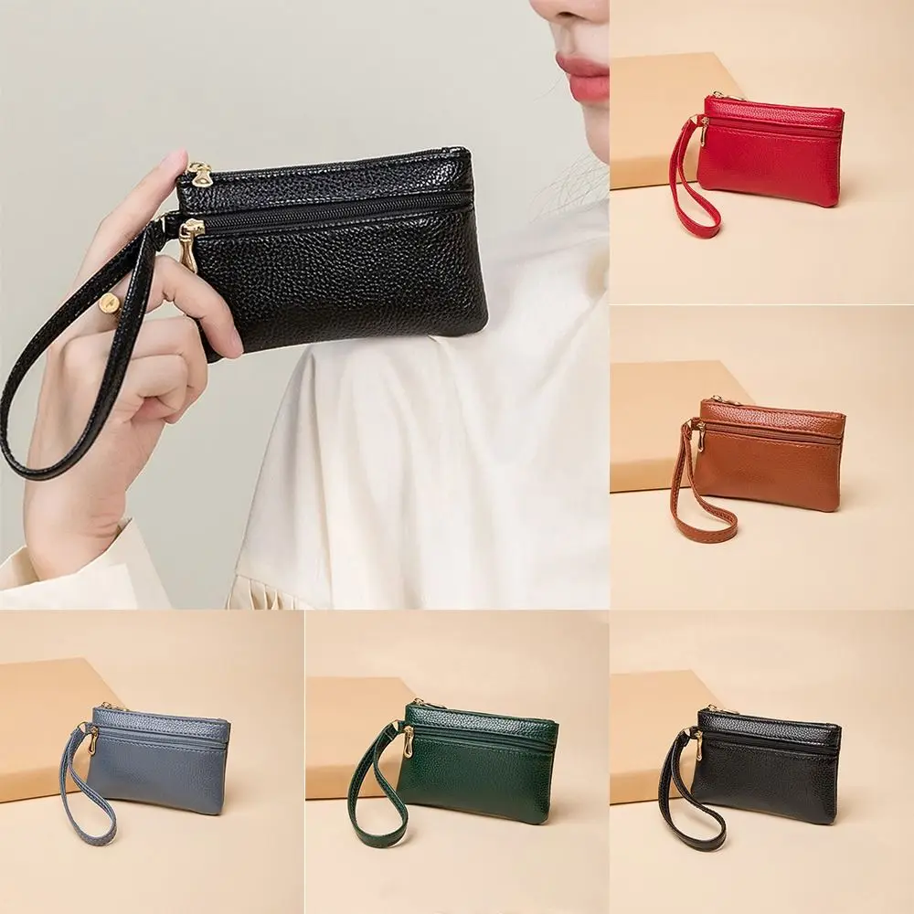 

Korean Style Lichee Pattern Zipper Coin Purse Simple Wallet Coin Purse Small Item Bag Solid Color PU Men