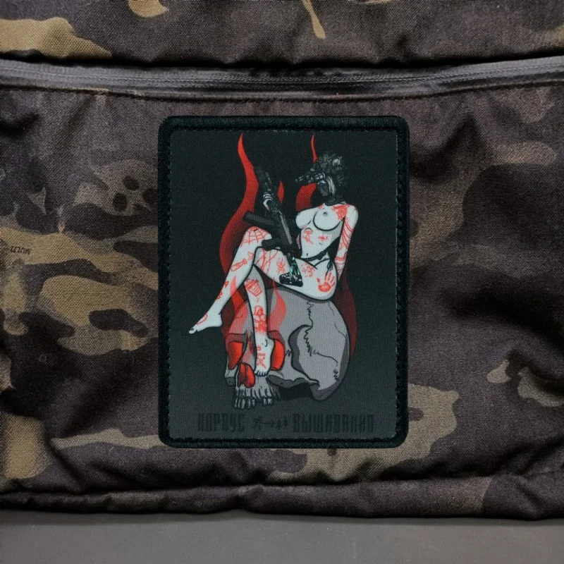 Night Witch Queen Printed Patch on Clothes Sexy Girl Military Tactical Patches Backpack Stickers Hook and Loop Army Armband