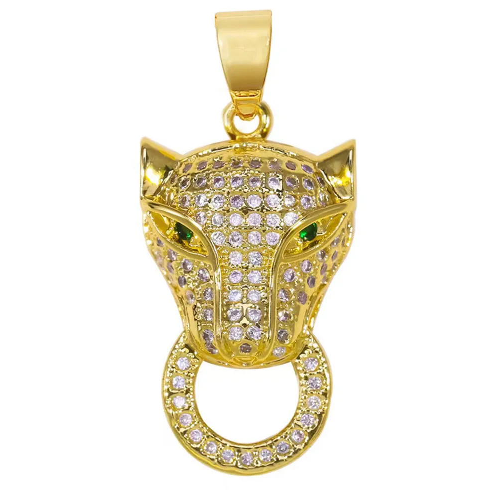 

Hip Hop Gold-plated CZ Cubic Zirconia Leopard Head Pendant for DIY Jewelry Necklace Bracelet Making Charm Accessories Suppliers