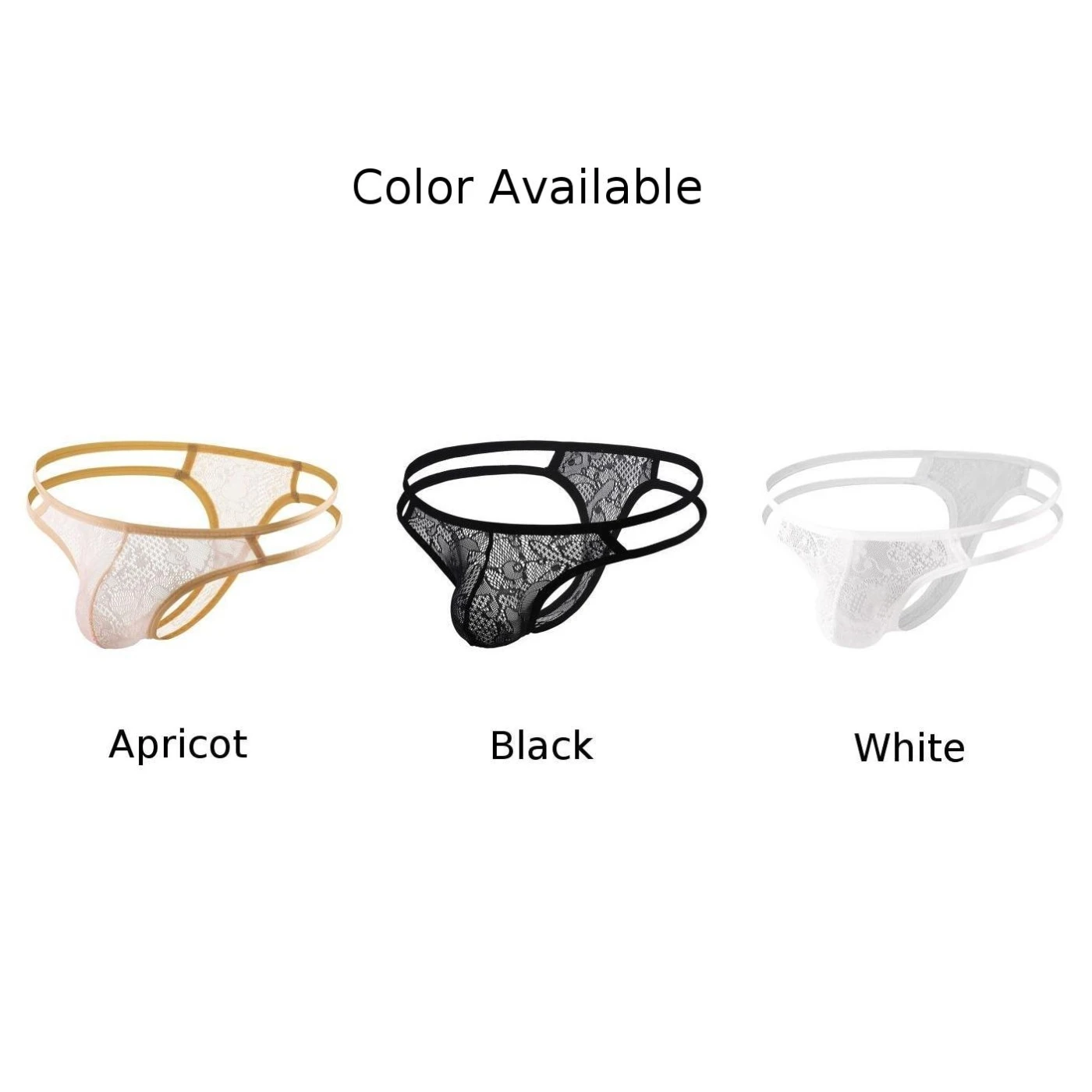 Men Peni Bulge Pouch Underwear Sexy Briefs T-Back Thongs  Low Waist Breathable Underpants  Lace G-String Sheer Pouch Panties