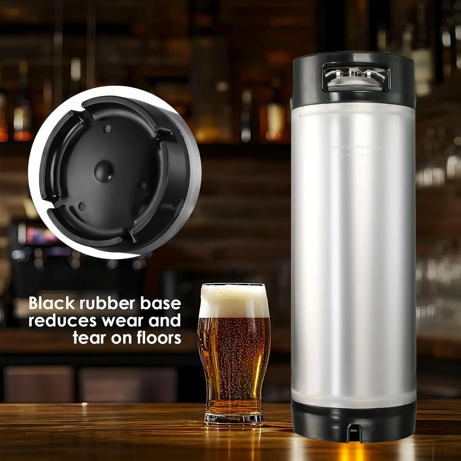 

NEW 5 Gallon Ball Lock Cornelius Keg Home Brew Keg Draft Brewer 19 Liters Cornelius Corny Stainless Steel Dual Rubber Handle