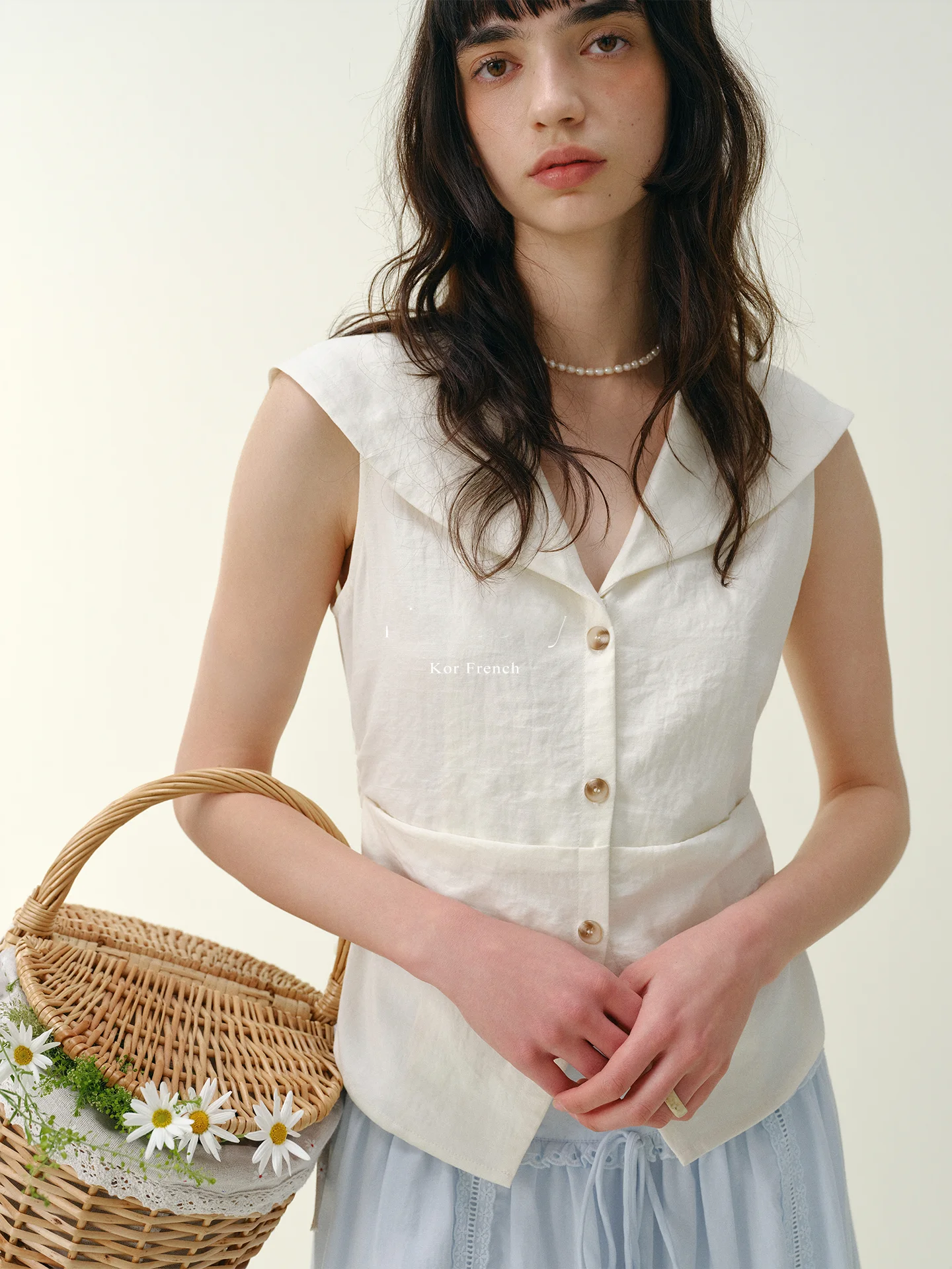 

Женская летняя рубашка Rina Berry с воротником-стойкой, без рукавов, на пуговицах, приталенная, в нежном стиле, повседневная, дышащая, приятная к телу