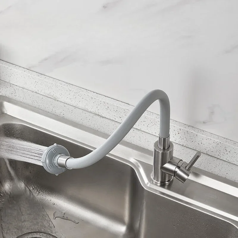 

Universal bending stainless steel kitchen and bathroom universal hot and cold faucet double water outlet mode splash-proof