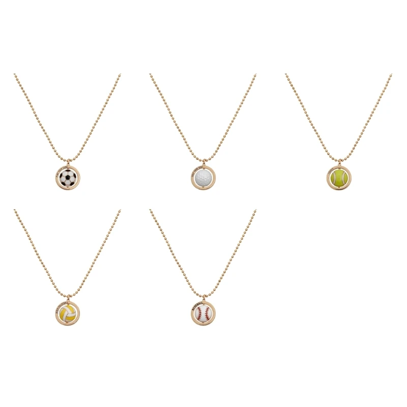 57QA Spin Ball Pendant Necklace Copper 360 Degree Rotation Adjustable Chain 45-50Cm Clavicle Chain For Sports Enthusiasts And