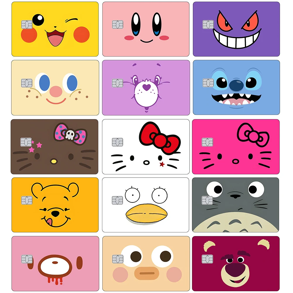 

Anime Cartoon Cute Credit Card Skin Stickers Hellokitty Mickey Small Chip Protection Card Waterproof Sticker Decal Decoration