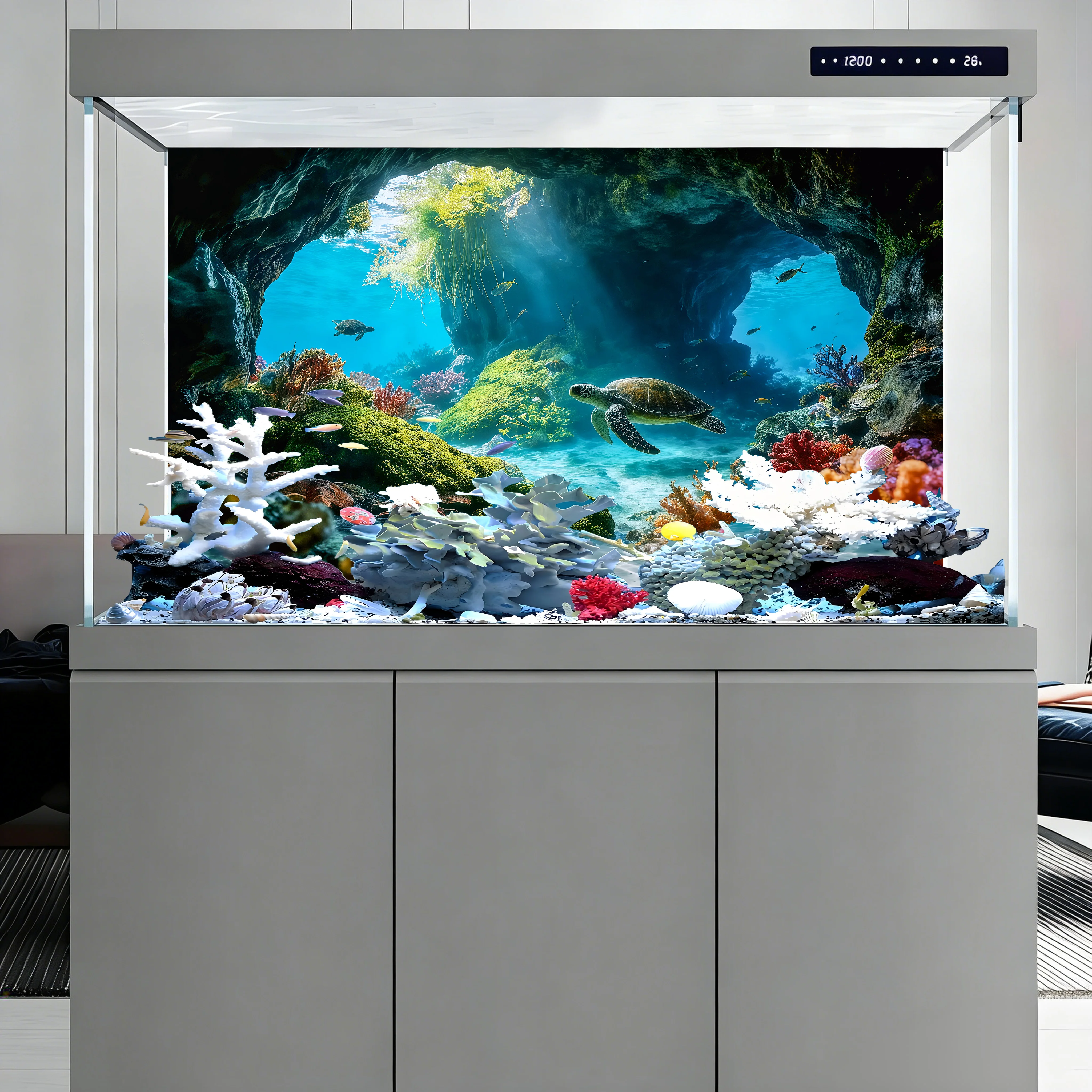Flussbett-Treibholz, Aquarium-Hintergrundbild, Aquarium-Hintergrundaufkleber, Selbstklebend, Aquarium-Landschaftsgestaltung Dekor – Detail 27