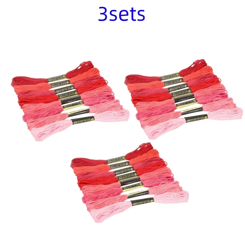 8lot 7.5m Silk Line Cotton Cross Stitch Thread Sewing Kit