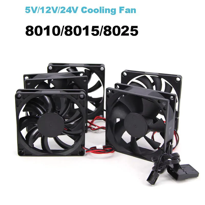 DC 5V 12v 24V 8cm 8010 8015 8025 3pin 4pin xh 2.54 Brushless Cooling Fan 80x25mm Heatsink Radiator 80x10 80*15 For PC Case GPU