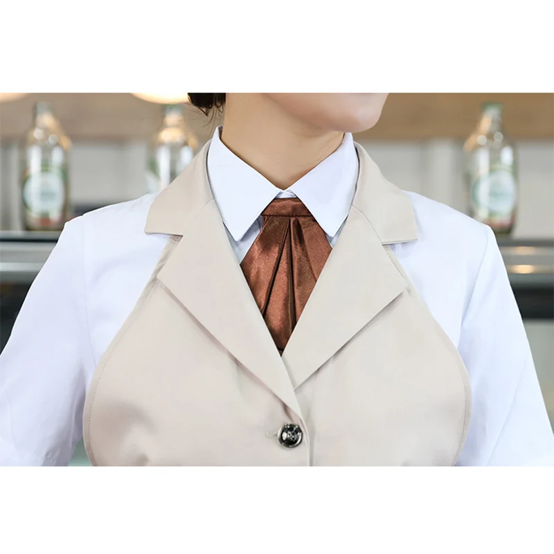 Waitress Hotel Restaurant Woman Apron Dress With Pocket Professional Man Chef Kitchen Bib Household Hairdress Salon Pinafore