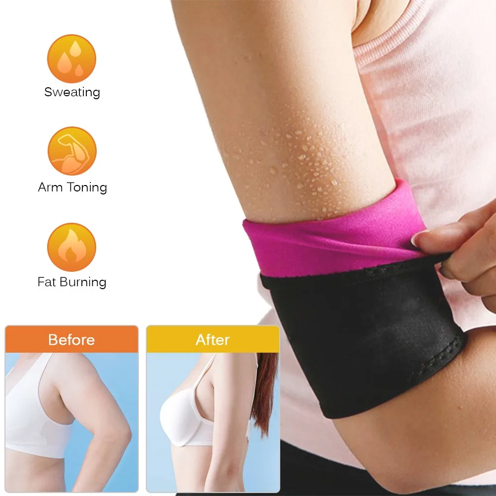 2pcs Fat Burning Arm Slimmer Wraps Neoprene Material Adjustable Fit Arm Trimmer Bands Breathable Fabric Sweat Enhancing