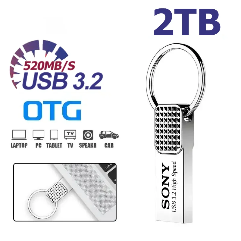 Sony U-Disk 2TB Metal Pendrive USB3.2 Type-C Interface Mobile Phone Computer Mutual Transmission Flash Drive 1TB USB Large
