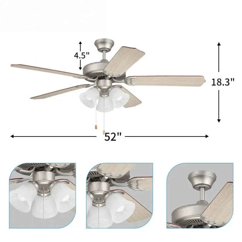 

Modern 5-blade decorative electric low-watt ceiling fan chandelier with fan ceiling light