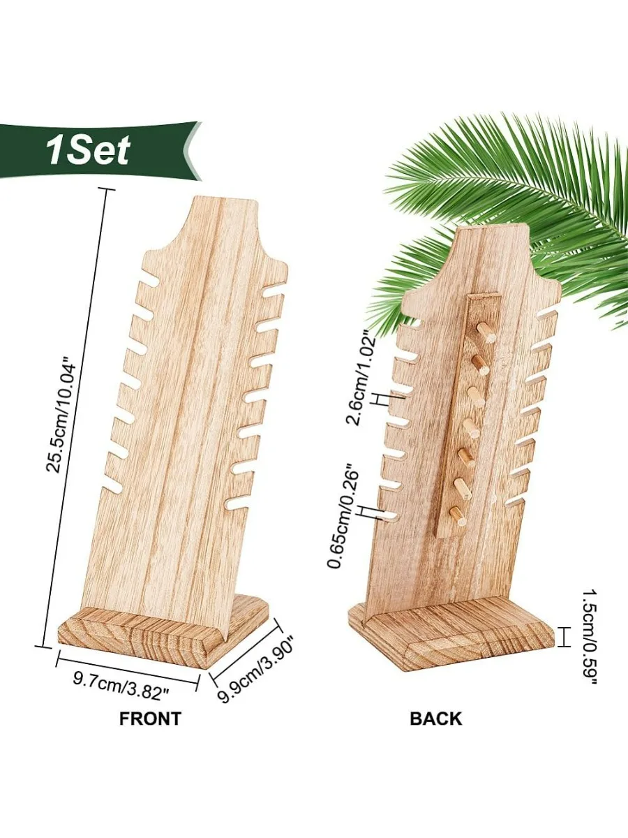 7 Slots Jewellery Display Stand Necklace Display Wood Frame Multiple Necklace Bust Chains Showcase Organizer Holder