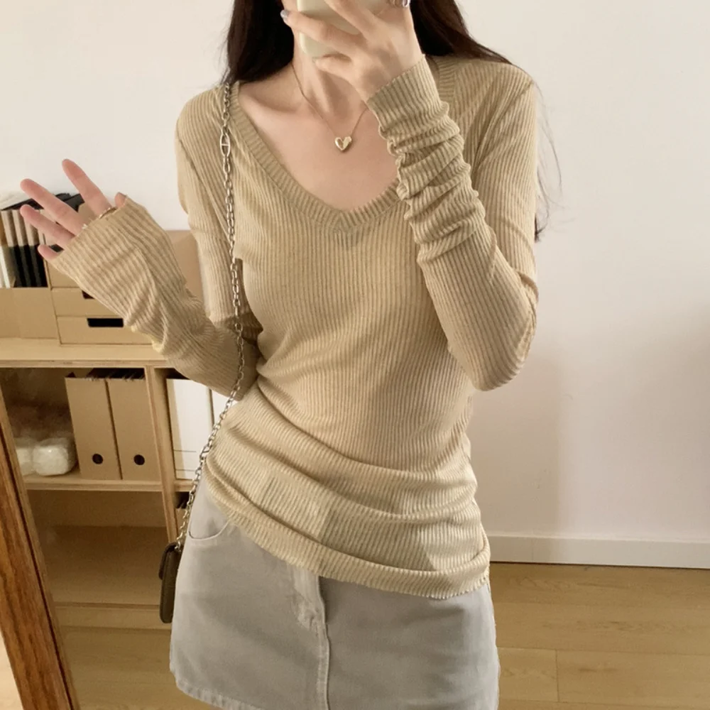 Y2k Clothes Streetwear Top Women Long Sleeve T Shirt Thin Perspective Summer Solid Slim Casual Shirts Female Pullovers Basic Tee