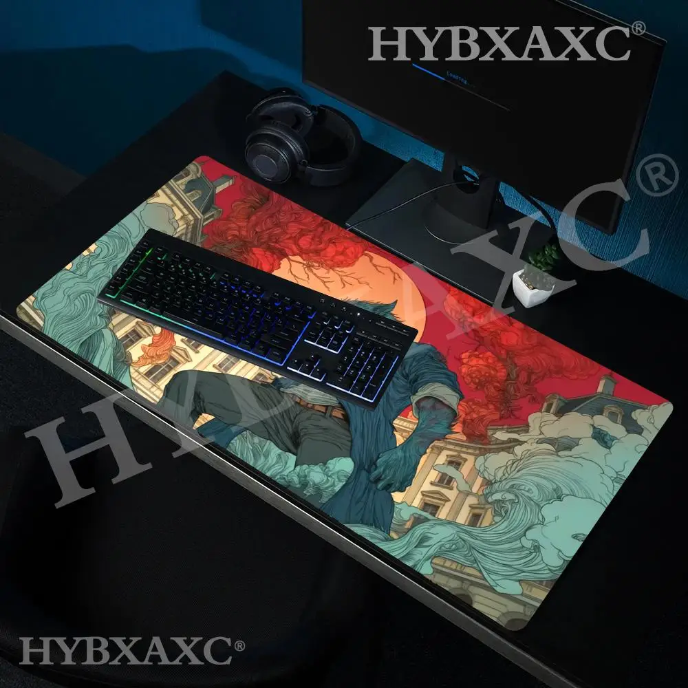 HYBXAXC Urban Werewolf MTG Playmat, Anime Fantasy TCG Playmate Deskmat & Mousepad Gaming Keyboard Mats Gamer Mousepad