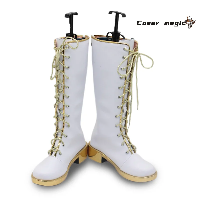 KPop Demon Hunters Rumi-zapatos de Cosplay, uniforme de escenario blanco, Festival de Huntrix, fiesta de Halloween para mujeres y niñas