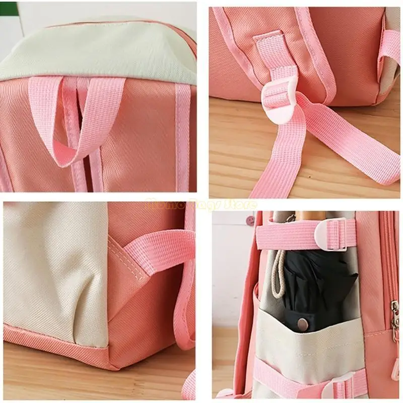 X90D 5 PCs/Set Schülerschule Rucksack großer Kapazität Rucksack Casual Daypacks Canvas Rucksack Travel Rucksack Speichertasche