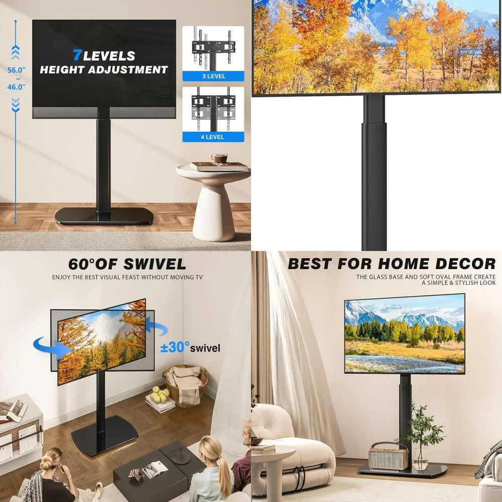 

Adjustable Swivel TV Stand for 27-70 LCD/LED/OLED TVs, Space-Saving Corner Stand, Black