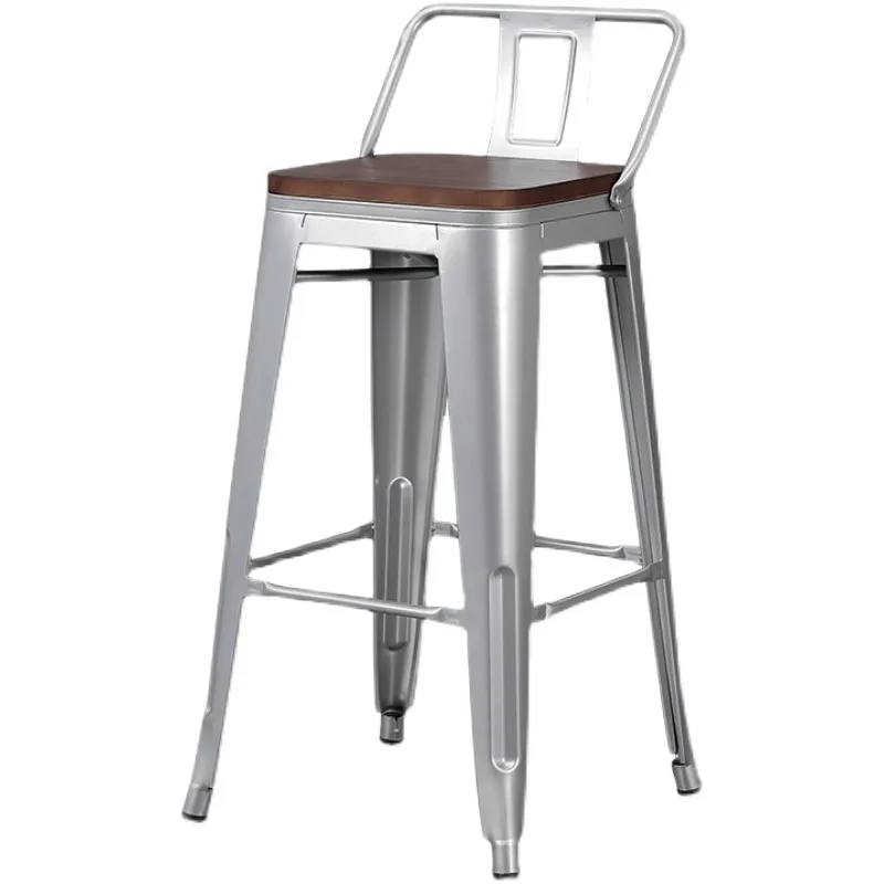 Bar chair modern simple high stool wrought iron solid wood bar chair checkout page home backrest high chair