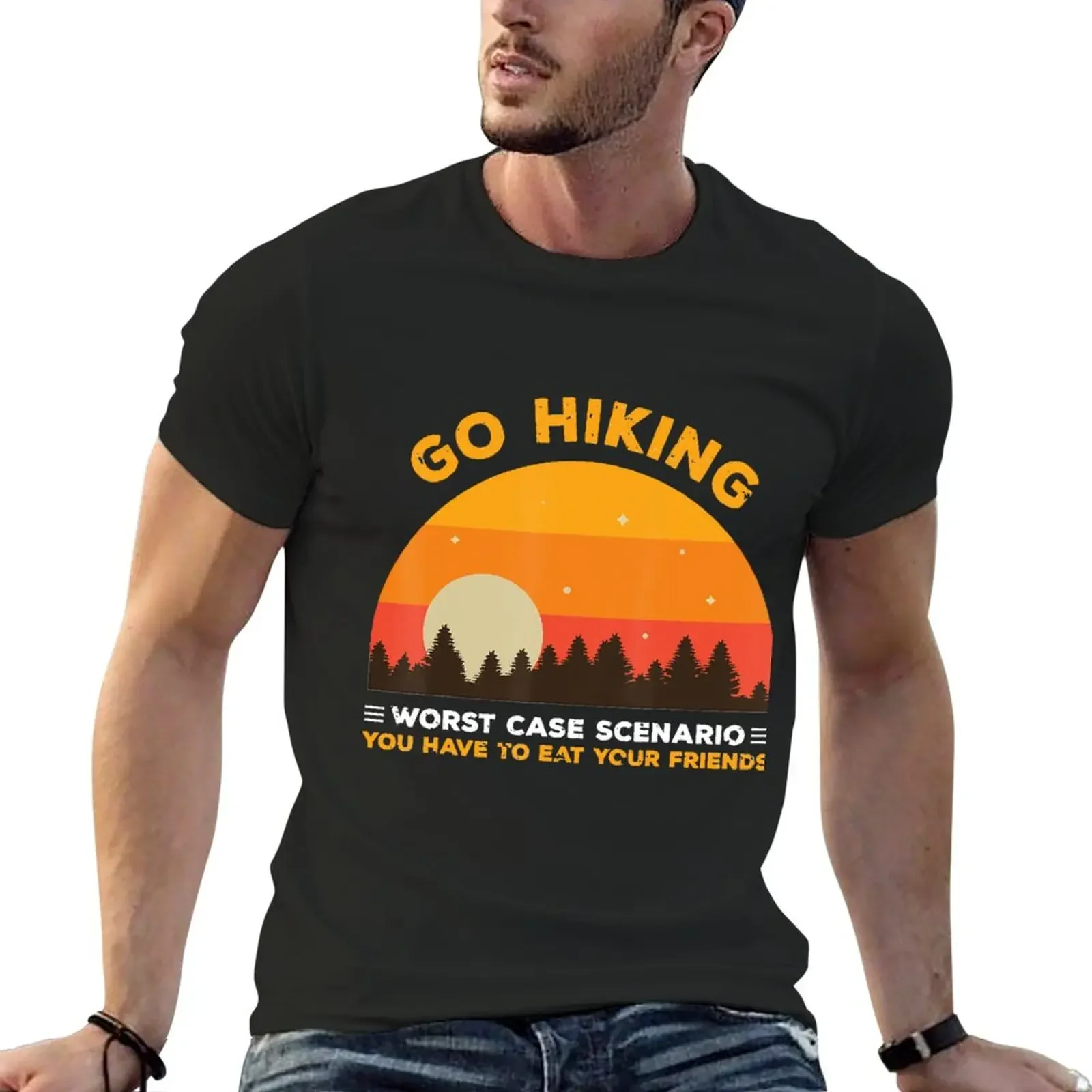 Camping Hiking Go Hiking You Have To Eat Your Friend Bear Funny Hiker Adventure Outdoor T-Shirt graphics black t shirts for men