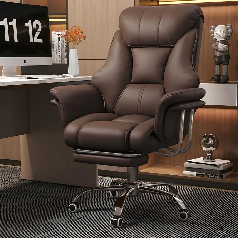 

Extra Wide Leather Executive Chair with Retractable Footrest, Heavy-Duty Ergonomic, Adjustable Height for 550 lbs