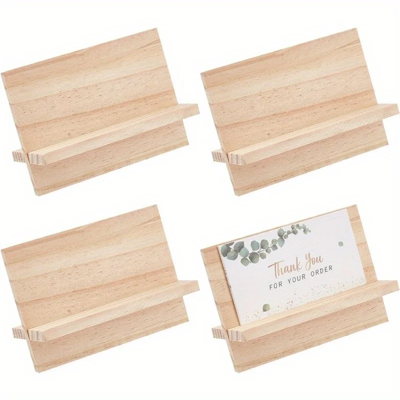 Visitenkarten-Organizer aus Holz, 2/4-Set – umweltfreundlicher Schreibtischhalter mit mehreren Steckplätzen, stilvolle Bürodekoration und Firmengeschenk