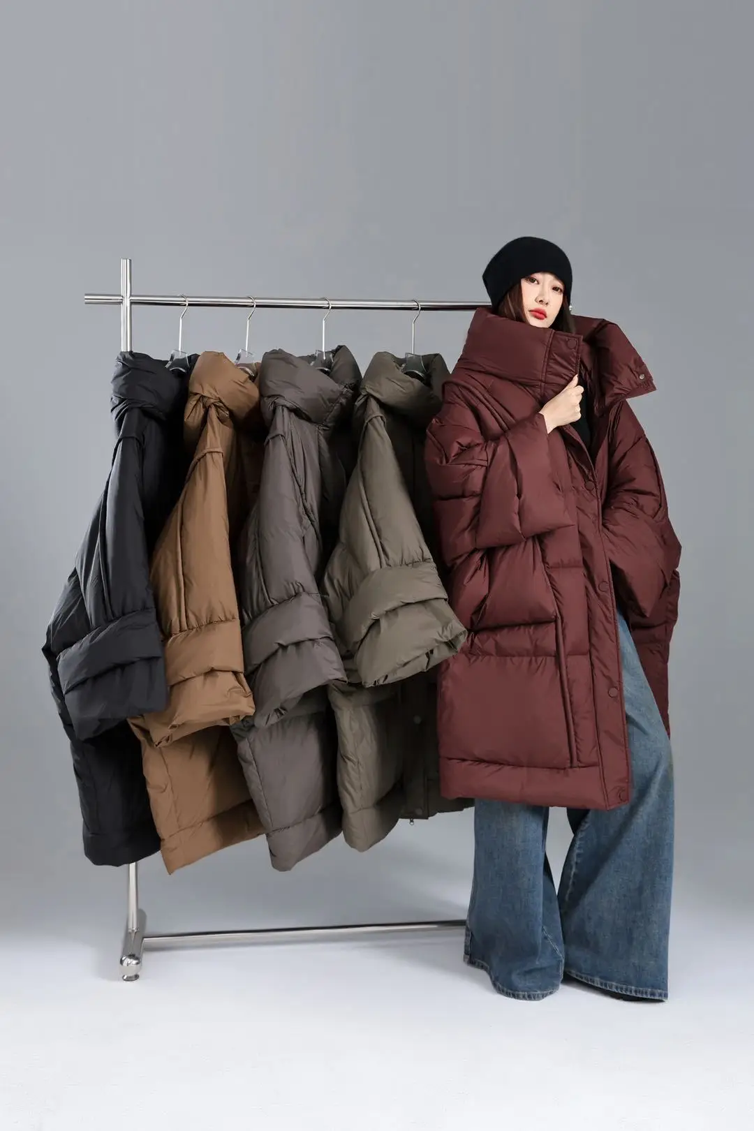 Oversize Mid Length Snow Parka 140kg Can Wear Super Large Loose Thick 90% White Duck Down Jacket Winter New Down Coat for Women