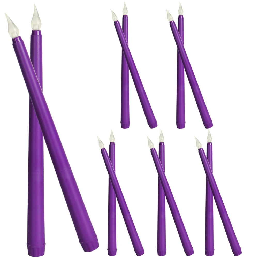 

12pcs Led Light Operated Taper Flameless Simulated Candles Decorative For Party Wedding Christmas Holiday Home