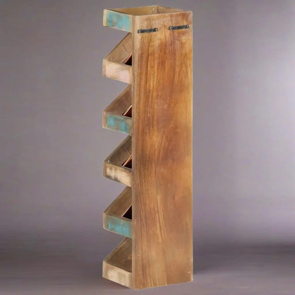 

Rustic Solid Wood Wine Rack for 5 Bottles - Reclaimed Design, Stylish Storage Solution