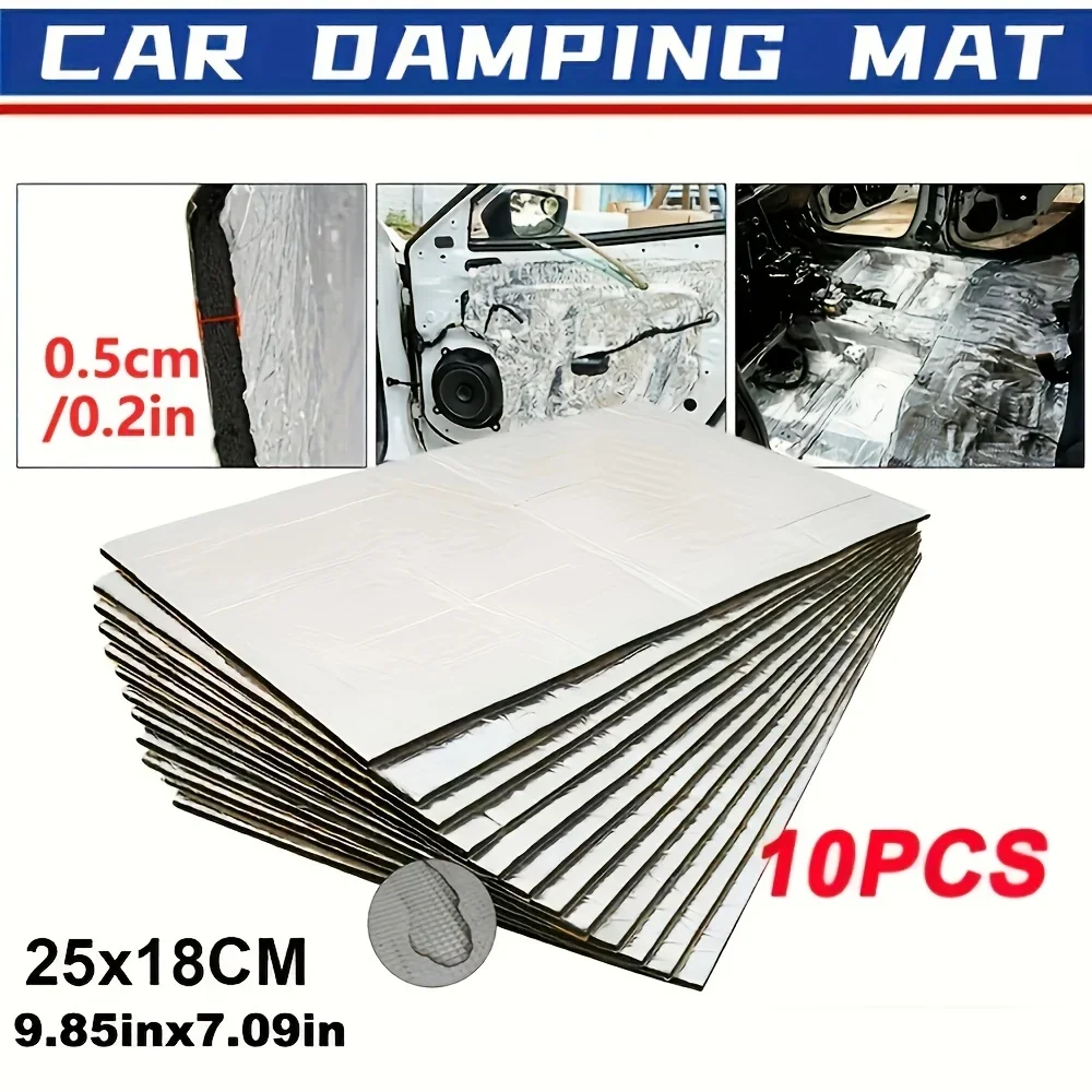 Noise 10pcs Heavy Duty Car Sound Deadening Mats, 9.85"x7.09", 5mm Thick – Fireproof Foam with Aluminum Coating for Noise Reduction - Aliexpress Deal