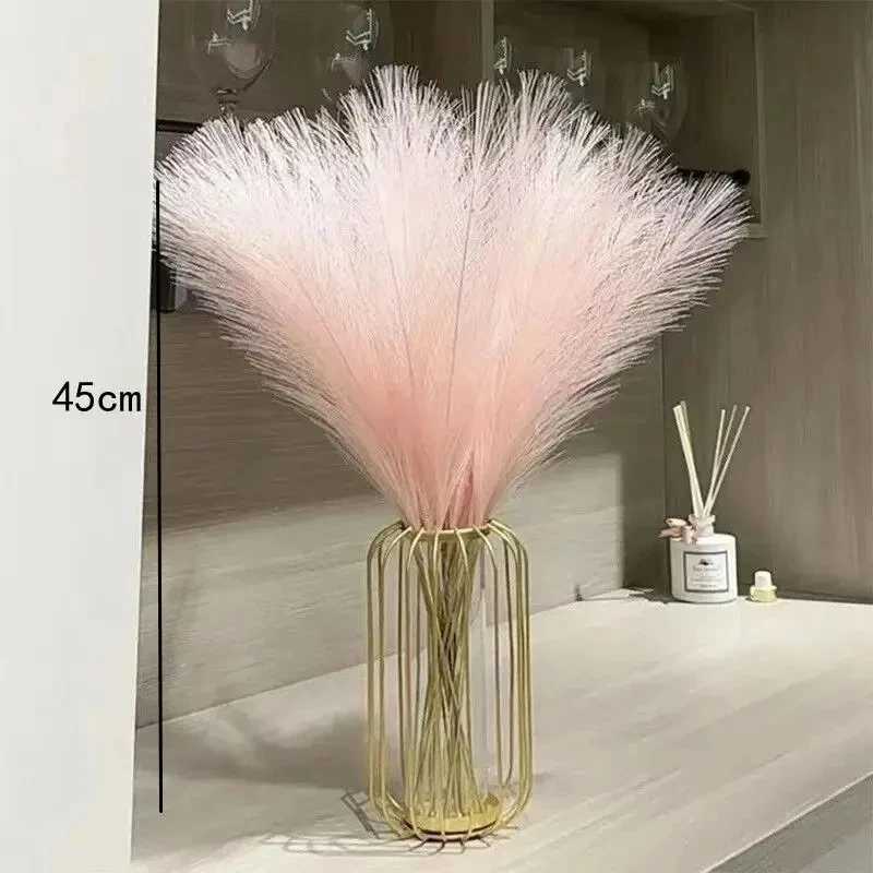 10PCS Artificial Pompous Grass Pompass Branches Fake Fluffy Stems Plants Vase Filler for Home Boho Decor Flower Arrangement images - 6