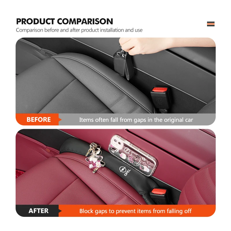 Car Styling Seat Gap Filler Side Seam Plug Leak-proof Strip Auto Storage Accessories For Opel Corsa Astra H G J Insignia Vectra view 2