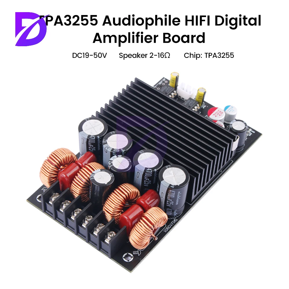 DC19-50V 300W+300W Audio Amplifier Module TPA3255 Chip 2.0 Channel with Treble and Bass Adjustment